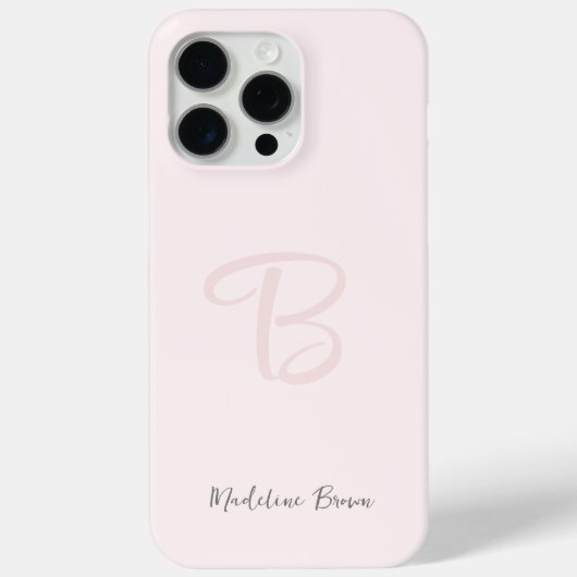 Monogram Blush Roze Moderne Minimalistische Vrouwe Case-Mate iPhone Case (Achterkant)