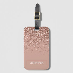 Monogram Blush roze roze roodbruin Glitter & Spark Bagagelabel