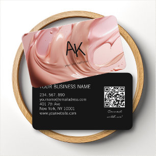 Monogram Blush Roze Schoonheidssalon QR Code Visitekaartje