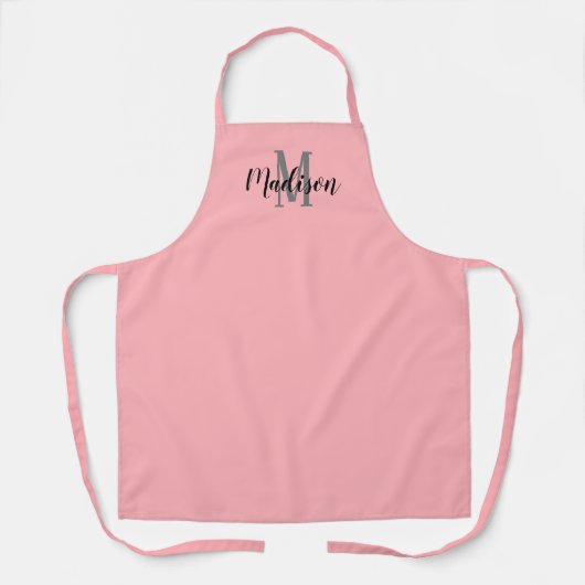 Monogram Blush roze script aangepast Schort (Voorkant)