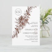 Monogram blush roze waterverf bloemenbruiloft kaart (Staand voorkant)