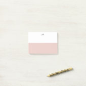 Monogram Blush Roze Wit Kleurenblok Post-it® Notes (Op bureau)