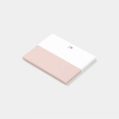 Monogram Blush Roze Wit Kleurenblok Post-it® Notes (Schuin)