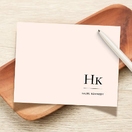 Monogram Blush Simple Monogrammed Social Notecard Notitiekaartje