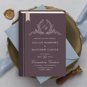 Monogram Boek Hoesje bruiloft uitnodiging