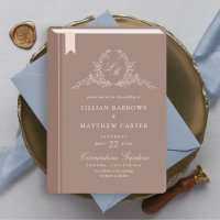Monogram Boek Hoesje bruiloft uitnodiging
