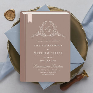 Monogram Boek Hoesje bruiloft uitnodiging