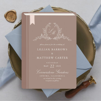 Monogram Boek Hoesje bruiloft uitnodiging