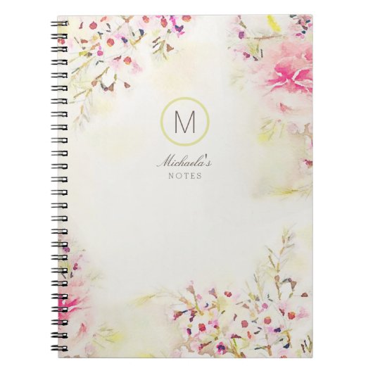 Monogram Boheemse Vintage Watercolor Notitieboek (Voorkant)