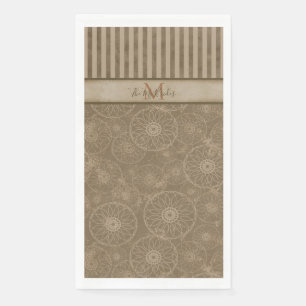 Monogram Boho Beige en Bruine Geometrische Streep Servet