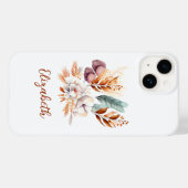 Monogram Boho Bloem Terracotta Blauw Paars Case-Mate iPhone Case (Achterkant (horizontaal))