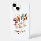Monogram Boho bloementerracotta blauw Paarse Case-Mate iPhone Case (Achterkant)