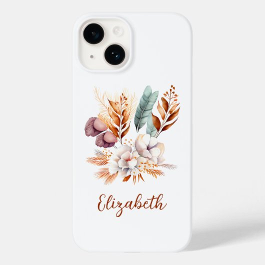 Monogram Boho bloementerracotta blauw Paarse Case-Mate iPhone Case (Achterkant)