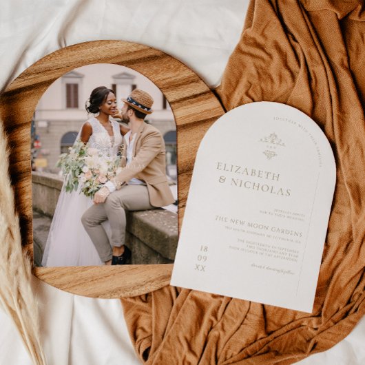 monogram |  Boho bruiloft uitnodiging