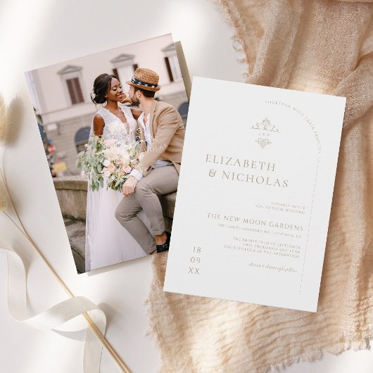 monogram | Boho bruiloft uitnodiging