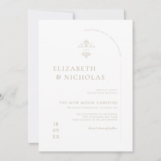 monogram | Boho bruiloft uitnodiging (Voorkant)