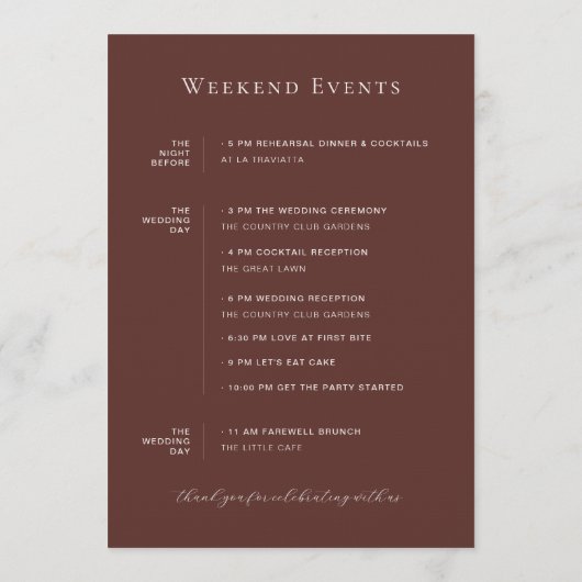 monogram | Boho bruiloft welkom Programma (Achterkant)