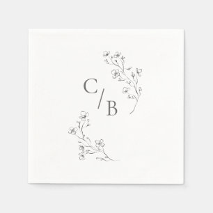 Monogram Boho Cherry Blossom Bloemen Bruiloft Servet