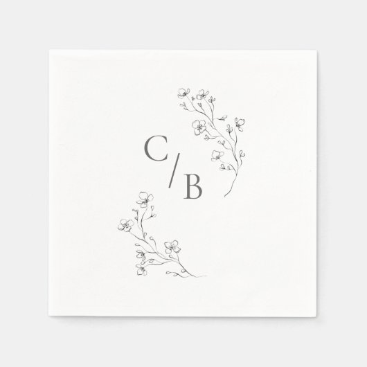 Monogram Boho Cherry Blossom Bloemen Bruiloft Servet (Voorkant)