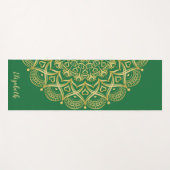 Monogram Boho Elegant Mandala Groen en Goud Yogamat (Voorkant (horizontaal))