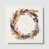 Monogram Boho Feathers Wreath Mariage Gold Foil (Recto)