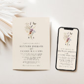 Monogram Boho Floral Wedding Uitnodiging