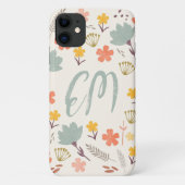 Monogram Boho Flowers iPhone Case (Achterkant)