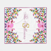 Monogram Boho Foliage Hibiscus Fleece Blanket (Voorkant (Horizontaal))