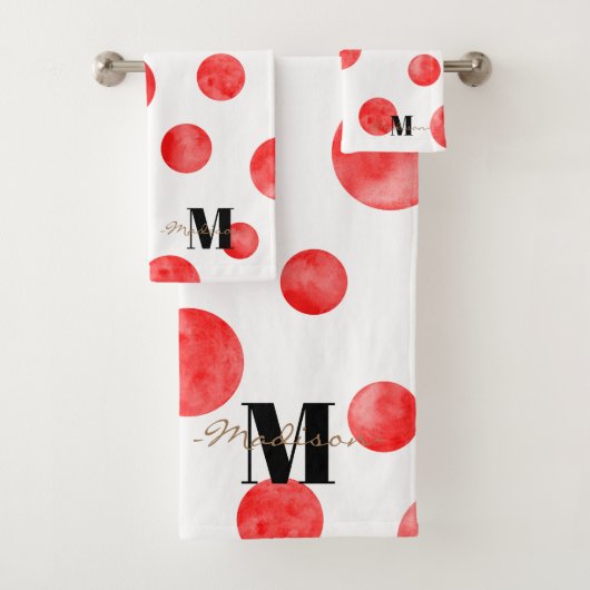 Monogram Boho pois l Rouge et blanc l Initial (En situation)