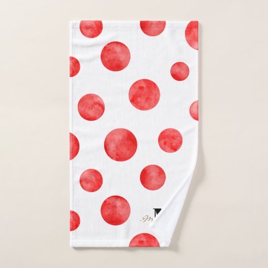 Monogram Boho pois l Rouge et blanc l Initial (Serviette à main)