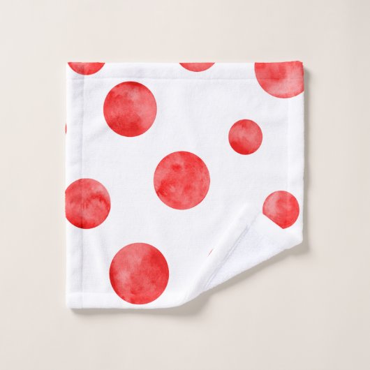 Monogram Boho pois l Rouge et blanc l Initial (Gant de toilette)