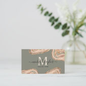 Monogram Boho Sage Green Earth Tones Agate Visitekaartje (Staand voorkant)