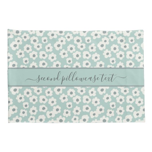 Monogram Boho Sage Groen Wit Grijs Bloem Kussensloop (Achterkant-Rechts)