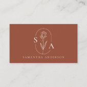 Monogram Boho Terracotta QR Code Modern Visitekaartje (Voorkant)