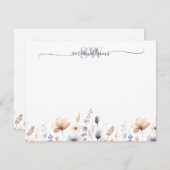 Monogram Boho Waterverf Wildflower Script naam Notitiekaartje (Voorkant / Achterkant)