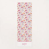 Monogram Boho Wildbloemen Roze Paarse Sinaasappel  Yogamat (Voorkant)