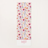 Monogram Boho Wildbloemen Roze Paarse Sinaasappel  Yogamat (Achterkant)