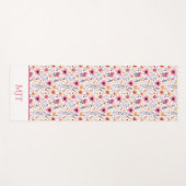 Monogram Boho Wildbloemen Roze Paarse Sinaasappel  Yogamat (Voorkant (horizontaal))