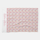 Monogram Boho Wildflower Roze Paars Oranje Beige  Theedoek (Horizontaal)