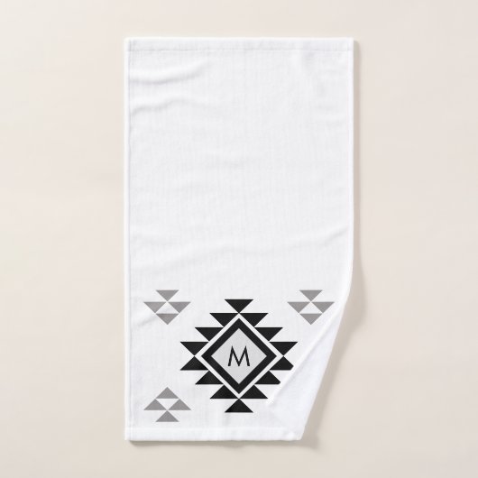 Monogram Boho Zwart wit Bad Handdoek (Handdoek)