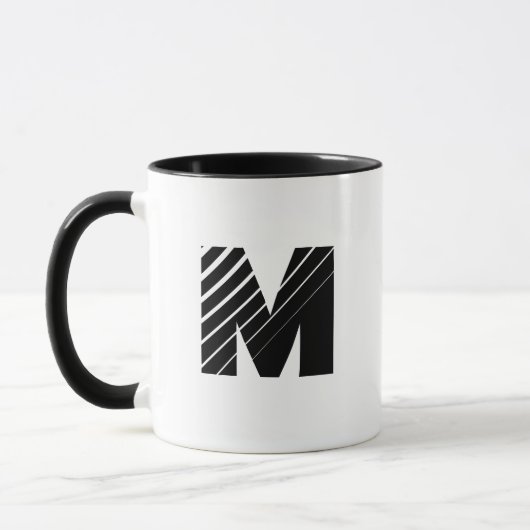 Monogram Bold Modern Black White Mug (Gauche)