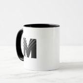 Monogram Bold Modern Black White Mug (Devant gauche)