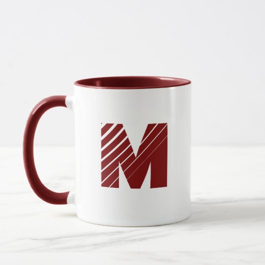 Monogram Bold Modern Maroon White Mug (Gauche)