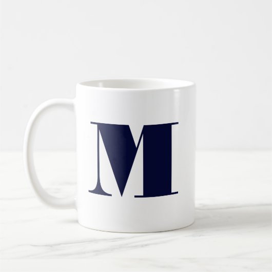 Monogram Bold Modern Minimalistisch Navy Wit Mok (Links)