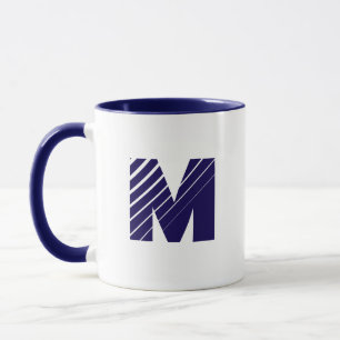 Monogram Bold Modern Navy Blauwe Witte Mok