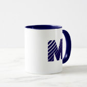 Monogram Bold Modern Navy Blauwe Witte Mok (Voorkant rechts)