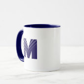 Monogram Bold Modern Navy Blue White Mug (Devant gauche)