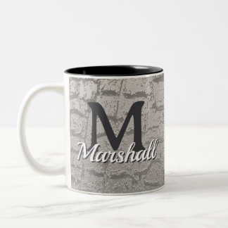 Monogram Boomstamfoto met Naam Familie Initiaal Tweekleurige Koffiemok