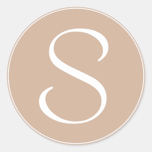 Monogram Bord bruin met witte ring BT Ronde Sticker (Voorkant)