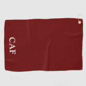 Monogram bordeauxrood donkerrood wit golfhanddoek (Horizontaal)